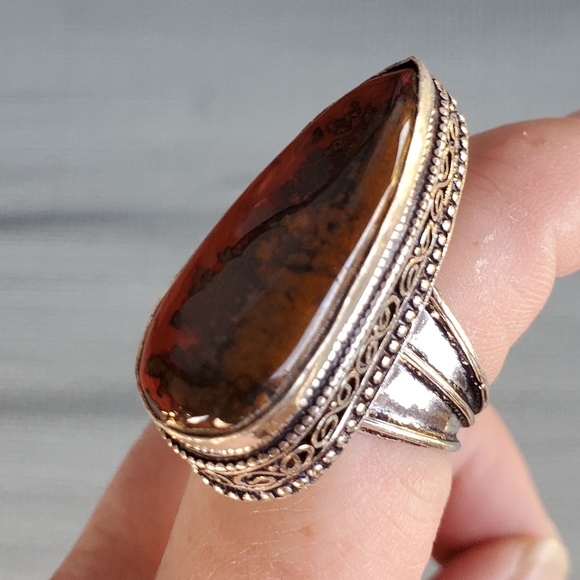 New Moroccan Seam Agate 925 Silver Ring. Size 8 - Picture 10 of 12